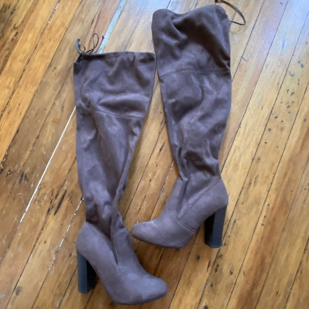 Brown Suede Over-The-Knee Boots